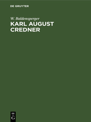 cover image of Karl August Credner